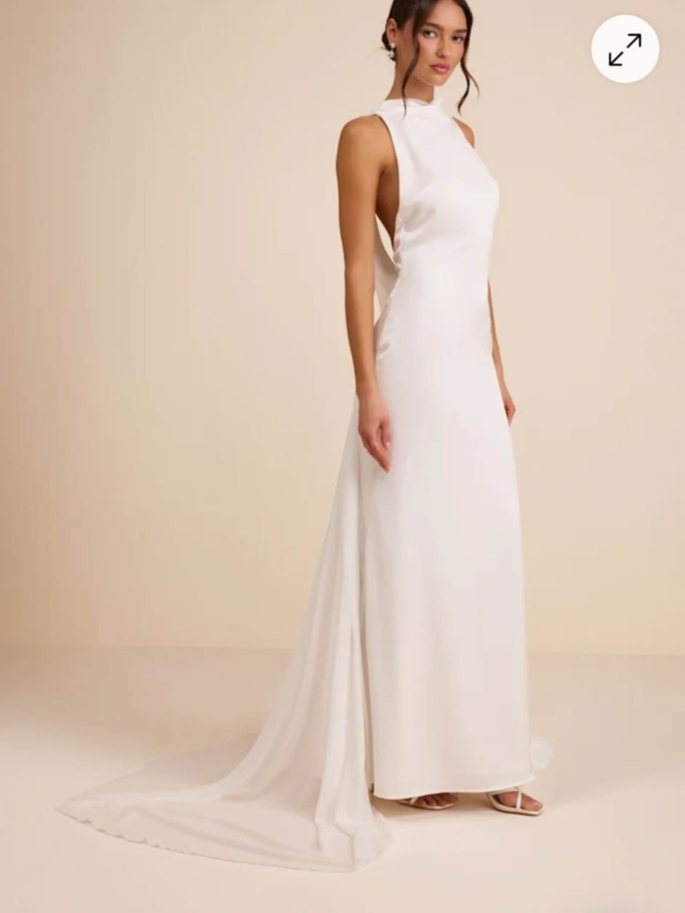 Elegant White High-Neck Maxi Dress